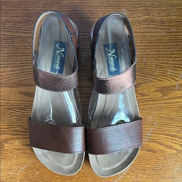 Natural Reflections Women Brown and Bronze wedge sandals Size 8 - Picture 7 of 8